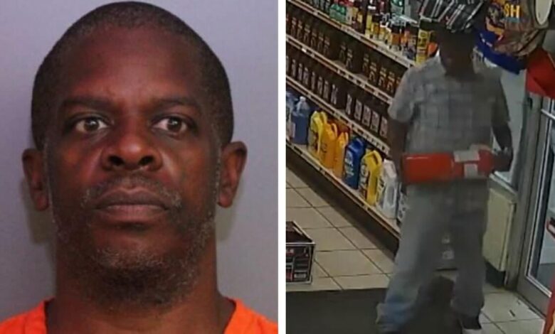 After stealing Pepsi, a Florida man smashed the gas station door and tried to escape