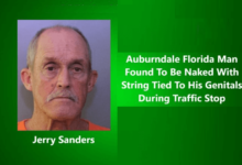 A Florida man was found and arrested during traffic control with a string tied to his genitals