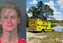A Florida man is accused of stealing an ambulance and putting it in the mud